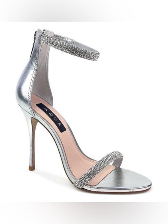 Aqua Shoes - NIB [Aqua] Olivia Rhinestone Ankle Strap Silver Stiletto Heels Women's 8 or 8.5
